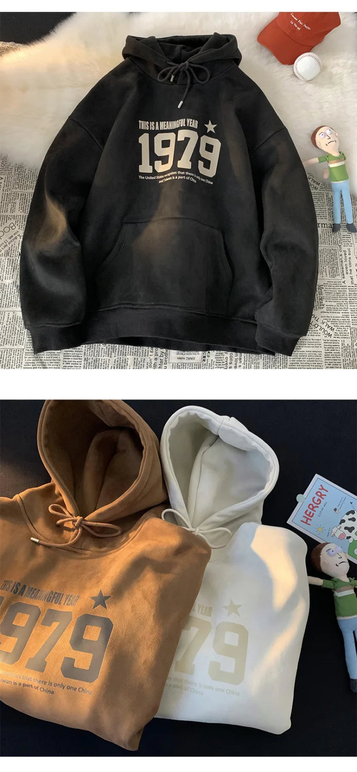 Winter New Korean Men's Hooded Sweatshirt New Niche Ins Harajuku Style Personality Loose Casual Y2K Couple Thickened Jacket Top