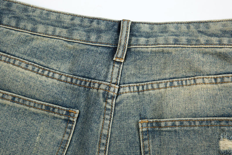y2k streetwear side zipper buckle baggy pencil jeansfor menwshed hole ripped distressed pantalones hombre loose denim trousers unique jeans style 548