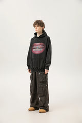 24ss Vintage SM Brand Fashion Washed Distressed stir fried salt high gram heavy vintage looped hoodie hooded sweatshirt