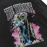 Hip Hop 2023 Men Streetwear Sweatshirt Skull Lightning Print Pullover Ripped Hole Sweatshirt Harajuku Cotton Loose Sweat Shirt
