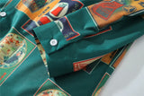 Dark Icon Vintage Printed Shirts Men Turn-down Collar Men's Shirt Streetwear Shirts for Man