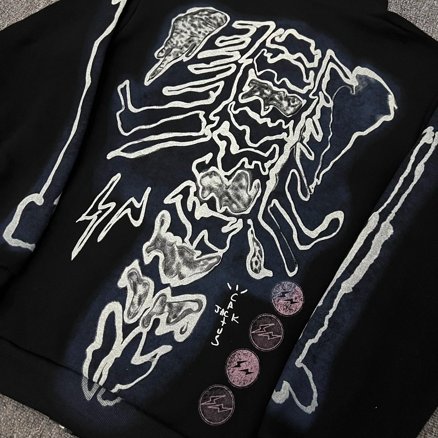 skatercore crying character featuring cactus jack fashion skull skeleton hoodie zip up plush hoodie cardigan kanye oversized zipper hoodies y2k men black clothes