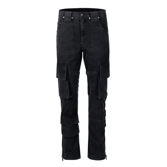 mens hip hip pants retro cargo pant streetwear side pockets bottom zipper harajuku joggers casual loose straight cotton trousers unique joggers style 3819