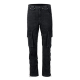 mens hip hip pants retro cargo pant streetwear side pockets bottom zipper harajuku joggers casual loose straight cotton trousers unique joggers style 3819