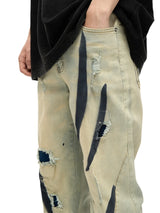 irregular graffiti prtinted denim jean pants casual distressed washed biker jeans hip hop streetwear y2k mens straight joggers relaxed fit joggers