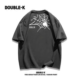 Y2k Broken heart – Trendy Street American Spider Web Print Round Neck Short Sle