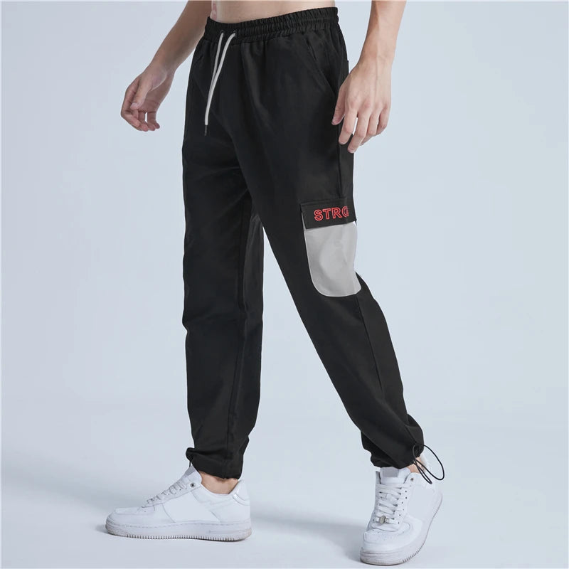 rainbowtouches new mens sports cargo pants loose fittness trousers drawstring hip hop casual fashion harajuku men pants unique cargo style 2980