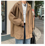 Men Trench Coat Men Mid-length 2023 New Autumn and Winter Corduroy Coat Coat Wool Design Korean Style Men Winter Coat