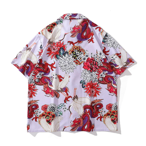 "Red Rose" Unisex Men Women Streetwear Button Shirts Daulet Apparel