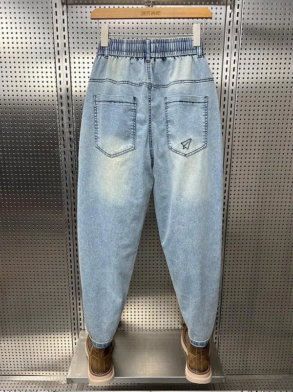 harem cargo jean man retro high street korean style straight leg loose trendy brand nine point jeans luxury brand mens clothing combat utility trousers