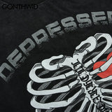 Skatercore Oversized shirt – Hip Hop Gothic Oversized T Shirts Streetwear Vintage Skull G