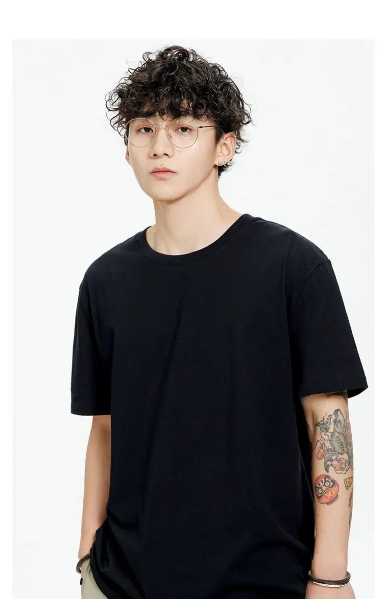 Sadcore Melting smiley – Cotton Black Short Sleeved Mens Summer New New Chinese Style