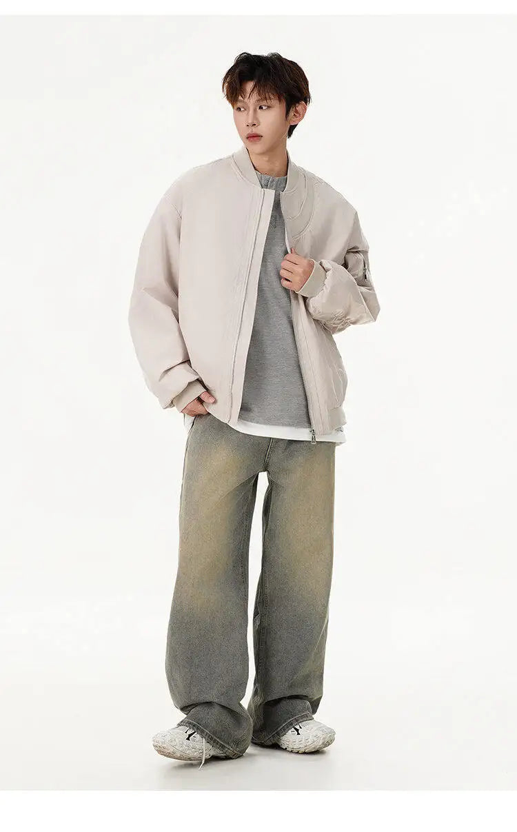 zip-up minimalist jacket, cold-season outfit - comfortable cotton fit with bold prints