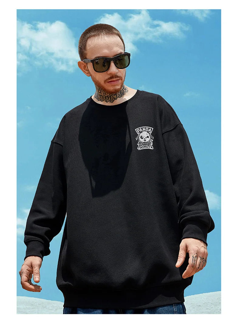New Funny Panda Printed Sweatshirts For Men Autumn Oversized Retro