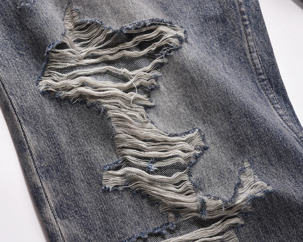 frayed hole distreesed big hole baggy jeans for men and women pantalones hombre streetwear y2k casual denim trousers oversized unique jeans style 5906