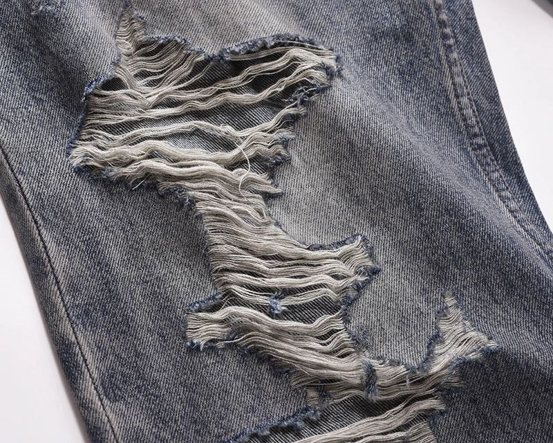 frayed hole distreesed big hole baggy jeans for men and women pantalones hombre streetwear y2k casual denim trousers oversized unique jeans style 5906