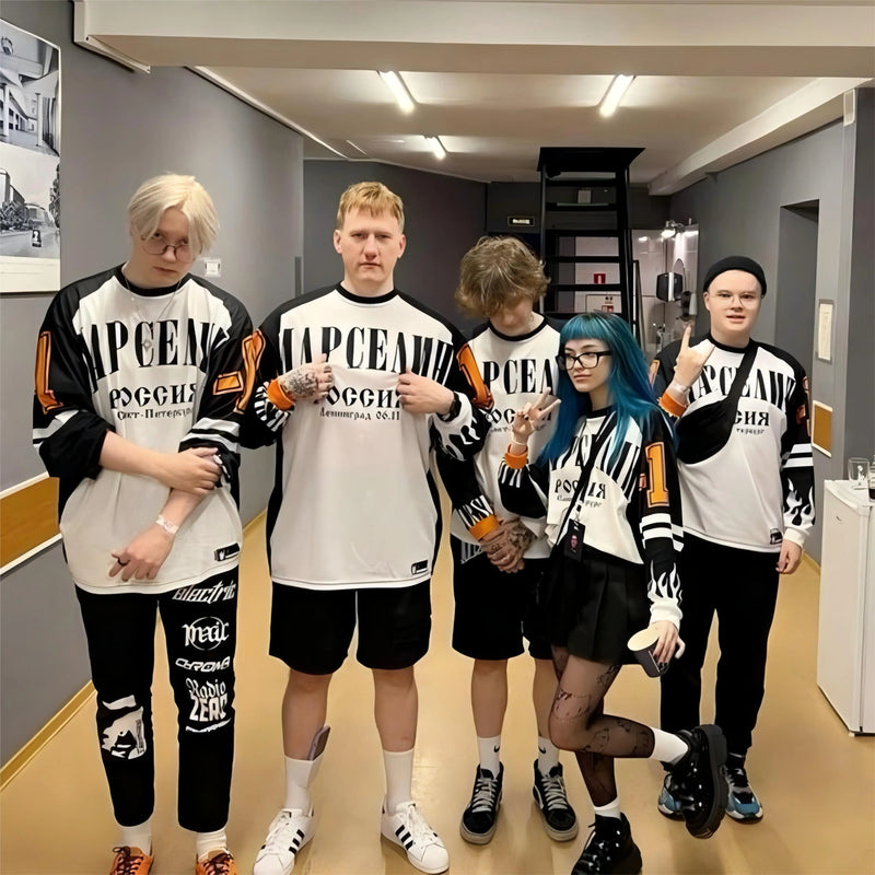 Harajuku Long Sleeved T-shirt Y2K Gothic Fashion Sprout Hip Hop Streetwear Loose Baseball Suit Trendy Top Beautiful Clothing