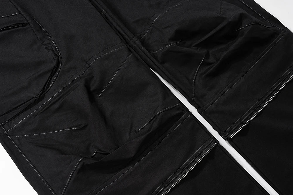 functional multi pockets overalls pantalones hombre baggy mens black cargo pants y2k streetwear loose baggy trousers oversized unique cargo style 891