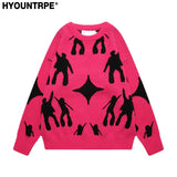 fashion knitted sweater unisex harajuku anime pattern sweaters casual pink color pullover streetwear sweaters jumpers knitwear high quality cotton pullover, Y2K vintage urban hoodie, aesthetic street look hoodie