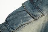 streetwear side pockets pleated washed blue jeans unisex straight baggy y2k denim pants ropa hombre casual cargo pants oversized unique cargo style 1206