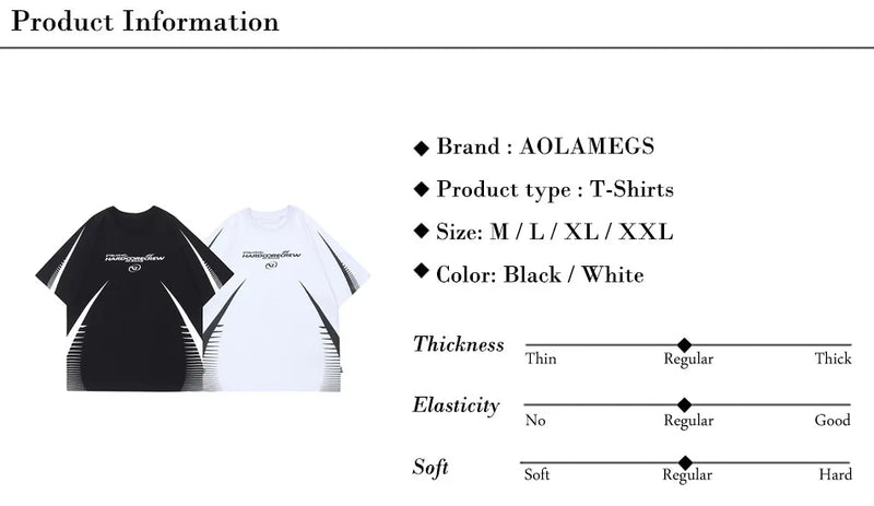 Vaporwave Tribal flame – Streetwear Men Oversized Tshirts Black White Splicing Graphi