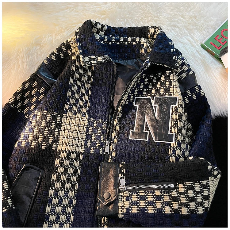 high fit urban essential material hop hip quality graphic oversized image design wear everyday premium print spring-fall-plaid-jacket-vintage-lapel-jacket-racing-jackets-pu-leather-zipper-coat-loose-mens-jacket-harajuku-couple-outerwear unisex - style style fashion 37380f casual streetwear streetwear design ID 99343