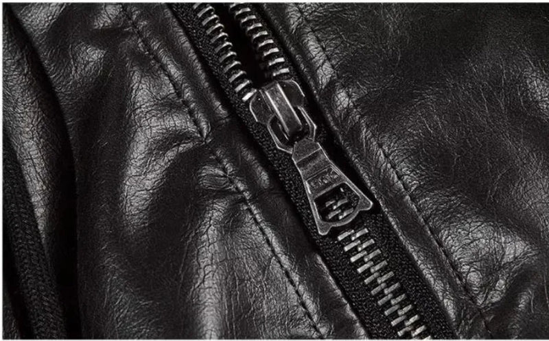 Winter American Fake Two Pieces Parkas Mens Heavy Weight Thicken Hip Hop PU Leather Cotton Jacket Trend Loose Motorcycle Coats
