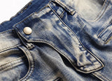 distressed washed pleated denim jean pants new fashion biker jeans streetwear casual slim pants jogger y2k mens skinny joggers unique joggers style 4145
