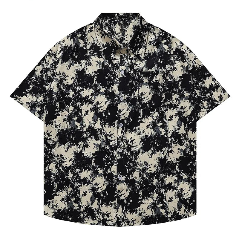 Men's Shirts Harajuku Cool Handsome High Street Masculinas Hawaiian Stylish Loose Half Sleeve Shirt