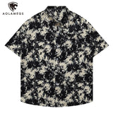 Men's Shirts Harajuku Cool Handsome High Street Masculinas Hawaiian Stylish Loose Half Sleeve Shirt Dark Wind Versatile Tops
