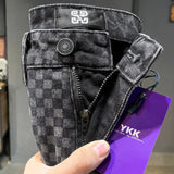 men streetwear fashion hip hop loose casual print black plaid denim pant jeans man vibe straight cowboy baggy jeans trousers urban skinny jeans