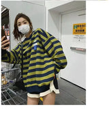 Original Korean New Style Loose Striped Sweatshirt American Harajuku C