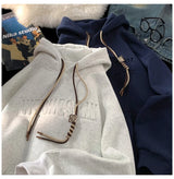 Embossed Letters Casual Hooded Sweatshirt Basic Colours Drawstring Cla