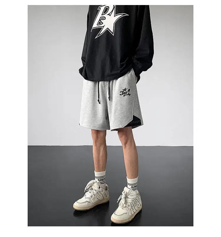 Korean fake two-piece sports basketball shorts men summer American fashion