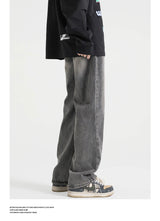 fashion loose streetwear denim pants unisex casual drewstring elastic waist jean pants hip hop trousers joggers mens baggy jeans unique joggers style 3264