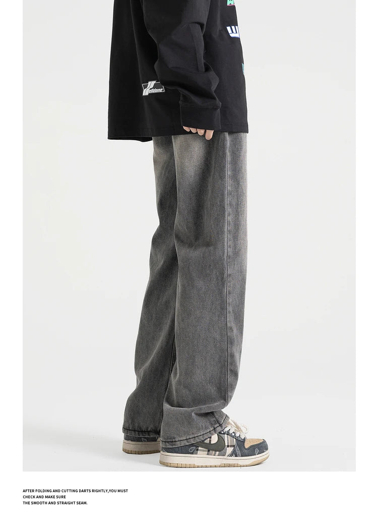 fashion loose streetwear denim pants unisex casual drewstring elastic waist jean pants hip hop trousers joggers mens baggy jeans unique joggers style 3264