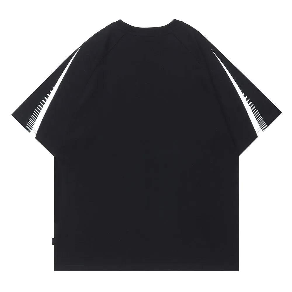 Vaporwave Tribal flame – Streetwear Men Oversized Tshirts Black White Splicing Graphi