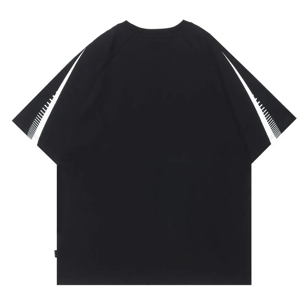 Vaporwave Tribal flame – Streetwear Men Oversized Tshirts Black White Splicing Graphi