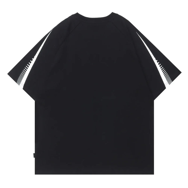 Vaporwave Tribal flame – Streetwear Men Oversized Tshirts Black White Splicing Graphi