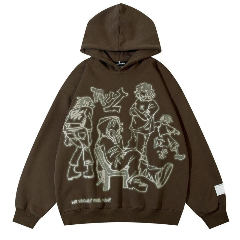 "Tied Down" Graphic Unisex Streetwear Vintage Women Men Y2K Hoodie