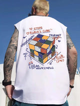 Glitchcore Chrome print – Summer Cartoon Cube Graphic Printed Sleeveless Tee Shirts