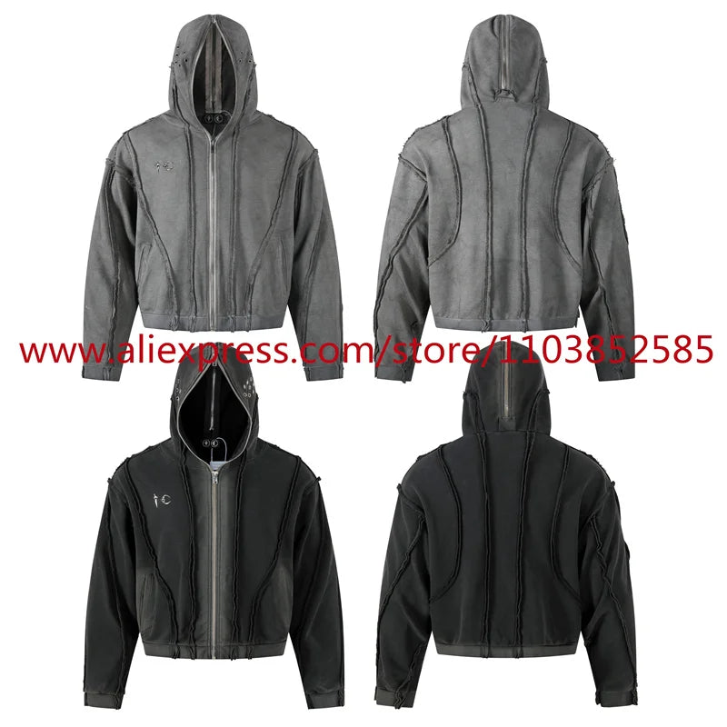 2024 Autumn Winter Vintage Heavy Weight Washed Hooded Long Sleeved Swe