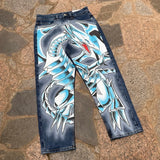 harajuku y2k style blue popular anime graphic wide leg jean fashion streetwear denim mens jeans couples high waist pants unique jeans style 3179