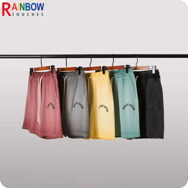 rainbowtouches brand summer men shorts gradient foam printing washing high street sport candy color casual comfortable boy pants summer street shorts