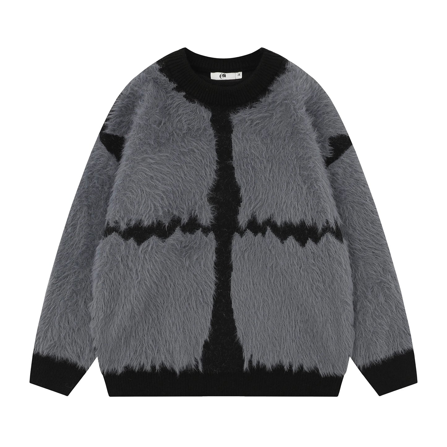 imitation mink fur antarctic velvet knit sweaters winter mens mohair knitwears oversized street wear round neck long sleeve streetwear fashion hoodie, aesthetic street look hoodie, urban wear with bold artwork