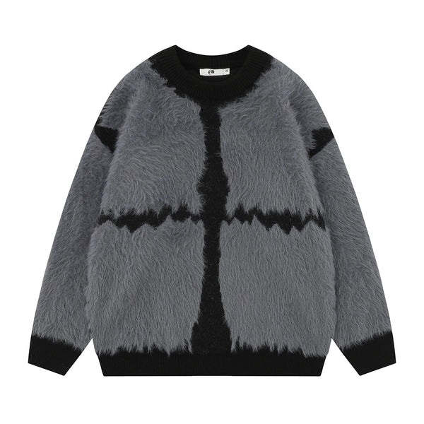 imitation mink fur antarctic velvet knit sweaters winter mens mohair knitwears oversized street wear round neck long sleeve streetwear fashion hoodie, aesthetic street look hoodie, urban wear with bold artwork