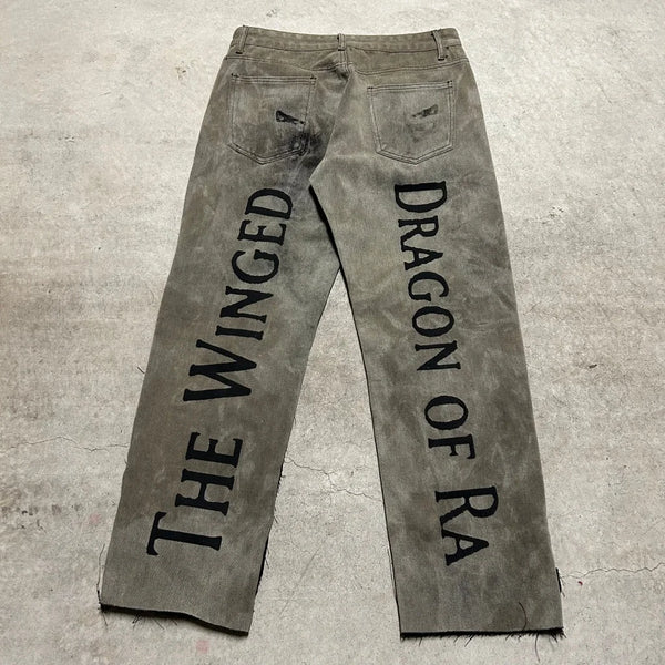 harajuku y2k baggy jeans the winged dragon of ra print wide leg denim pants popular anime jeans streetwear trouser men clothing urban skinny jeans