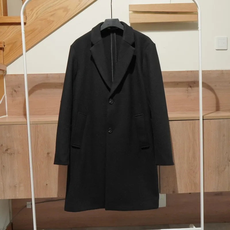 European and American men's medium and long 40% wool woolen gray suit