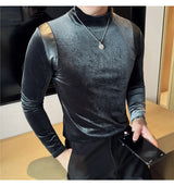 Trapwear Graphic tee – Turtleneck Stretch Slim Fit T Shirt Men Long Sleeve Thicken