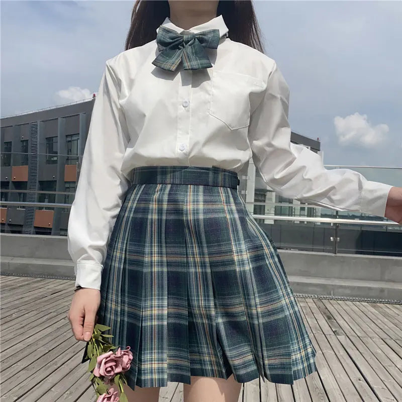 Japanese Korean Student Short Sleeve Sexy Jk Uniform Set High School Clothes Pleated Skirt Girl Seifuku Dress Cosplay Schoolgirl